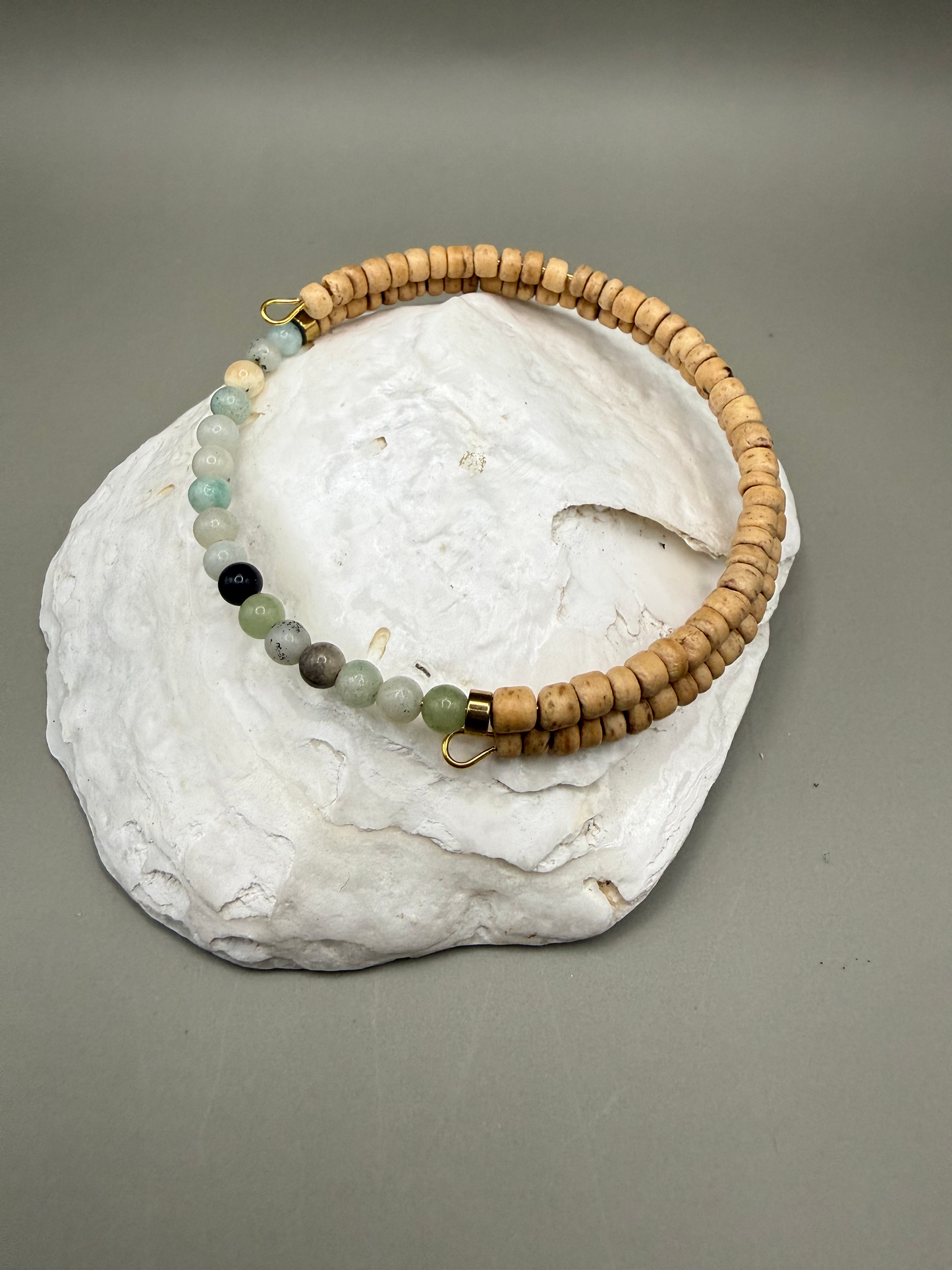 Amazonite & Wood Heishi