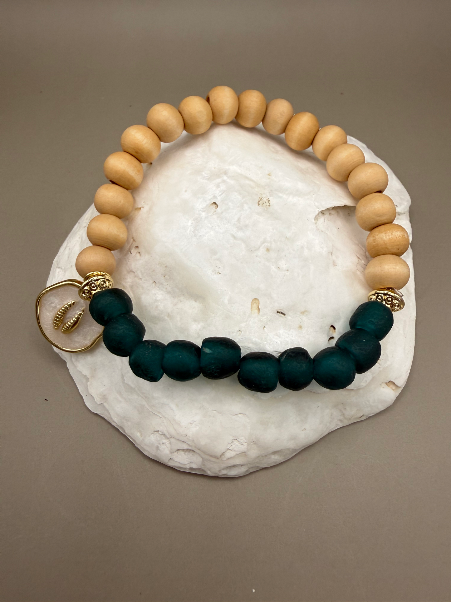 Dark Teal & Natural Wood