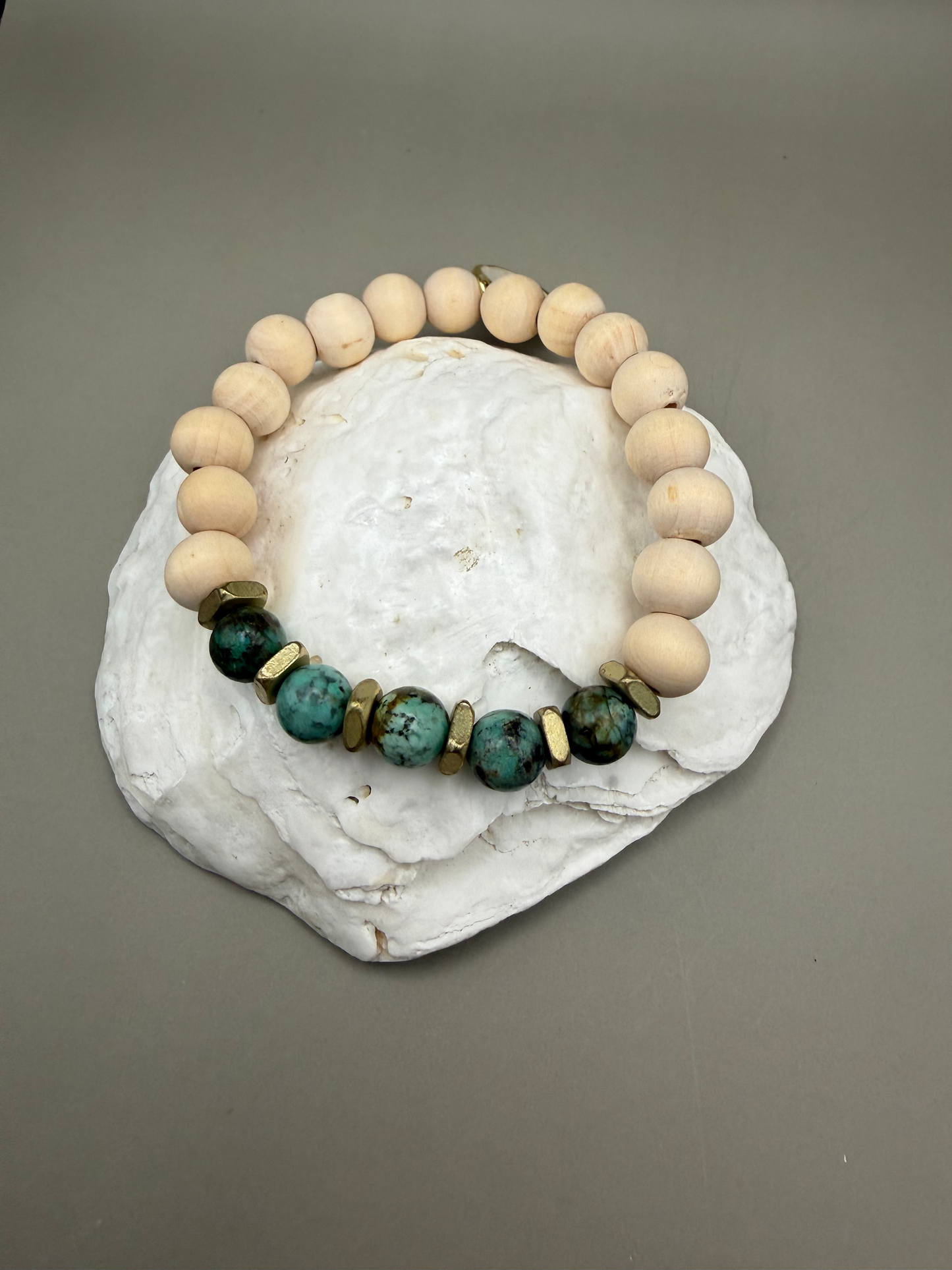 African Turquoise & Natural Wood