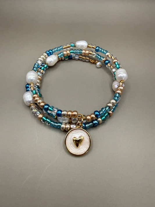 Multi Color Glass Seed Bead & Freshwater Pearl