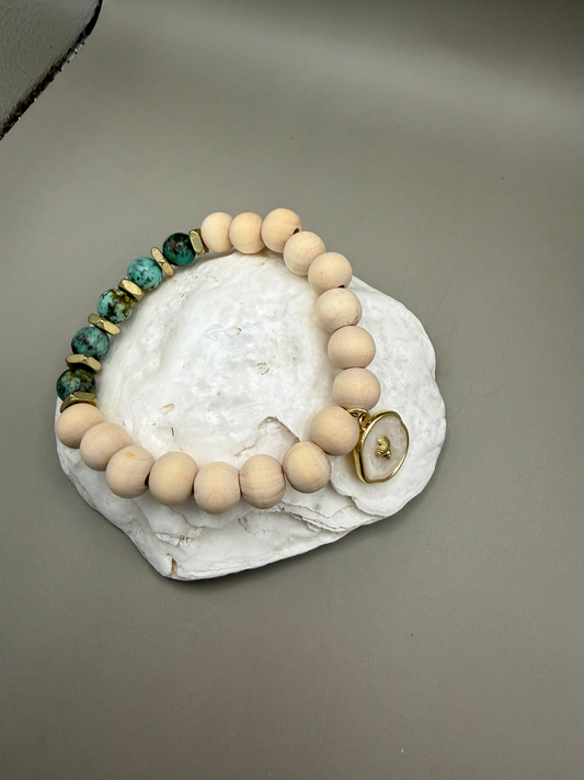 African Turquoise & Natural Wood