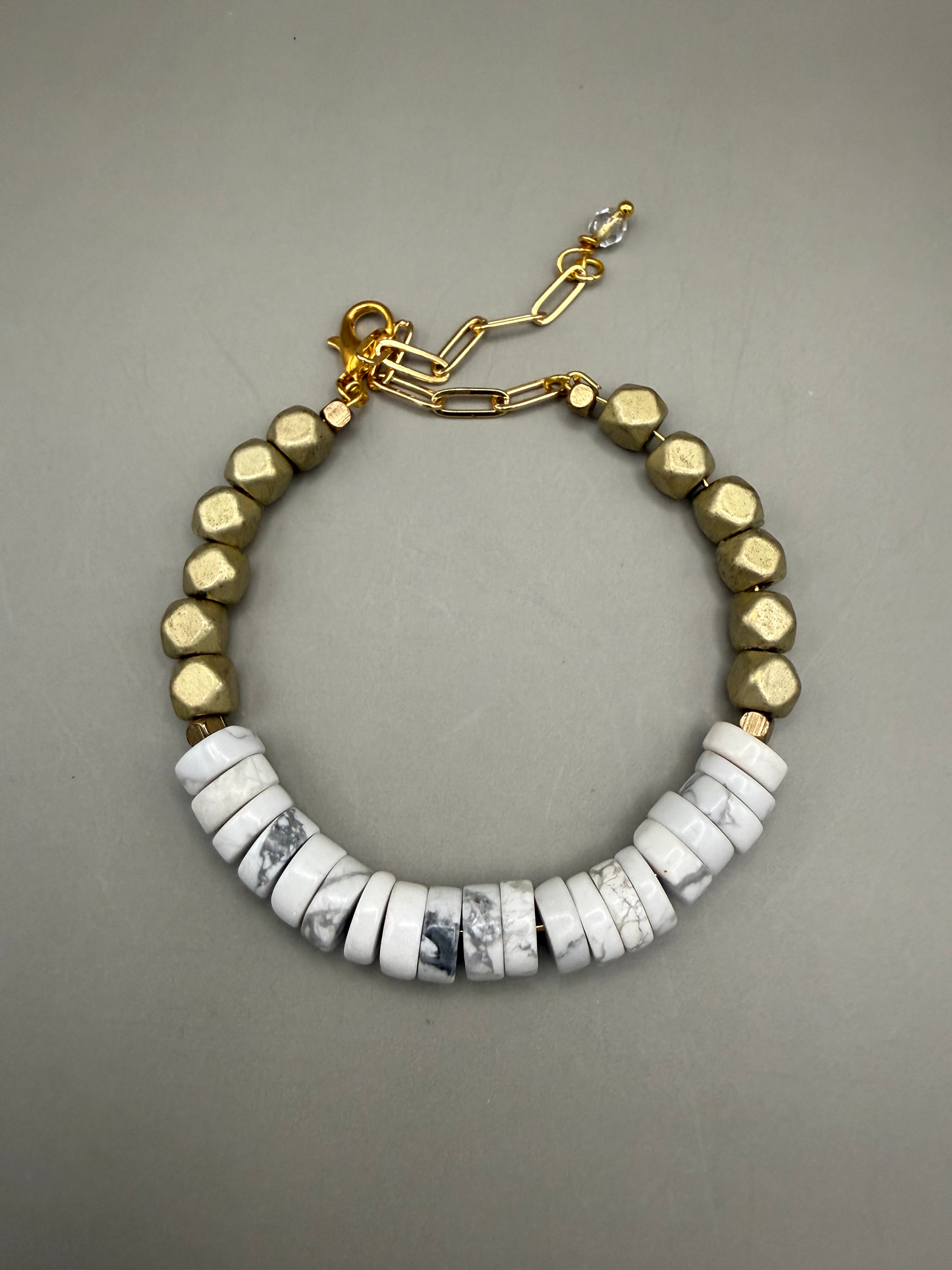 Howlite & Faceted Brass
