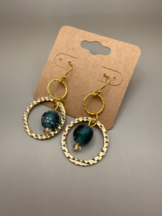 Recycled Glass & Hammered Hoop